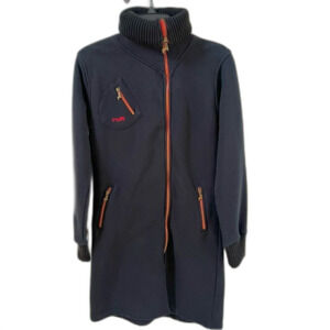 NaS by Nasir Jones High Neck Fleece Lined Long Jacket in Navy XL